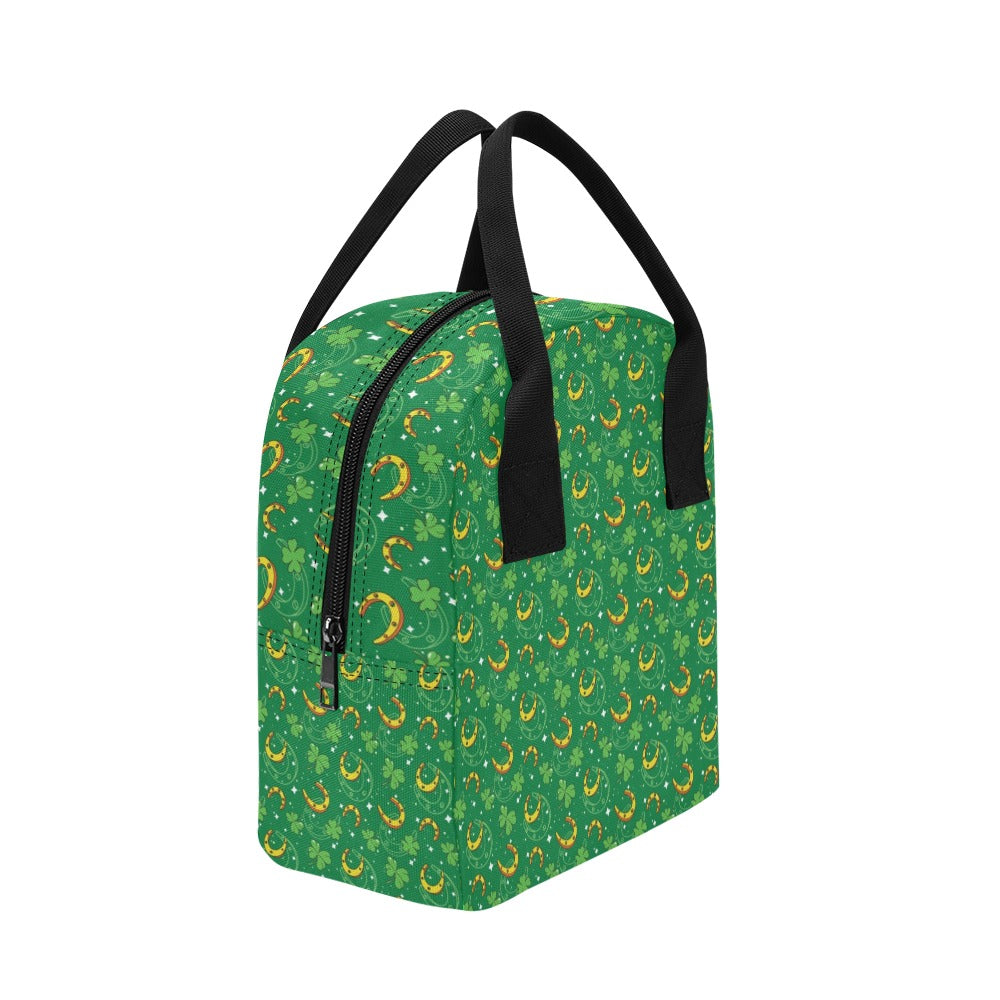 Shamrock With Horse Shoes Print Design LKS305 Insulated Lunch Bag