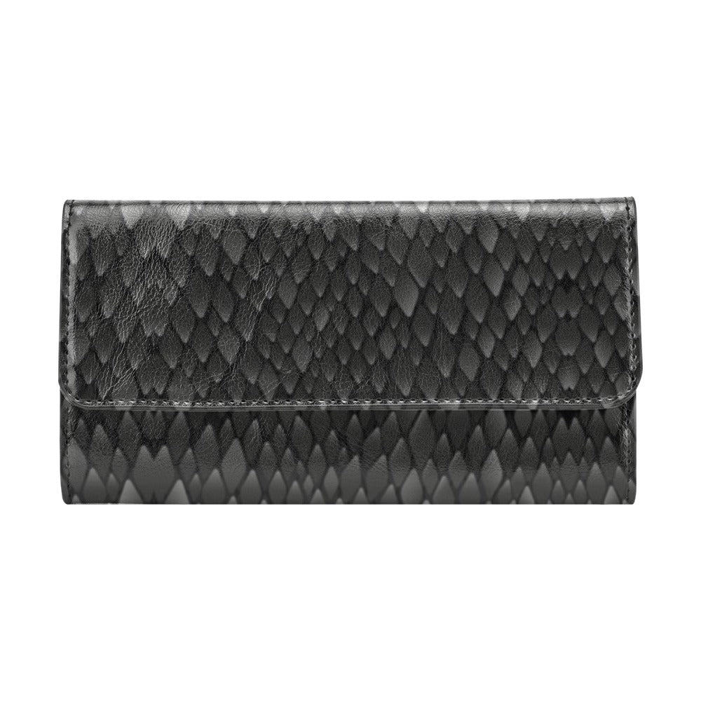 Snake Skin Black Print Women's Trifold Wallet
