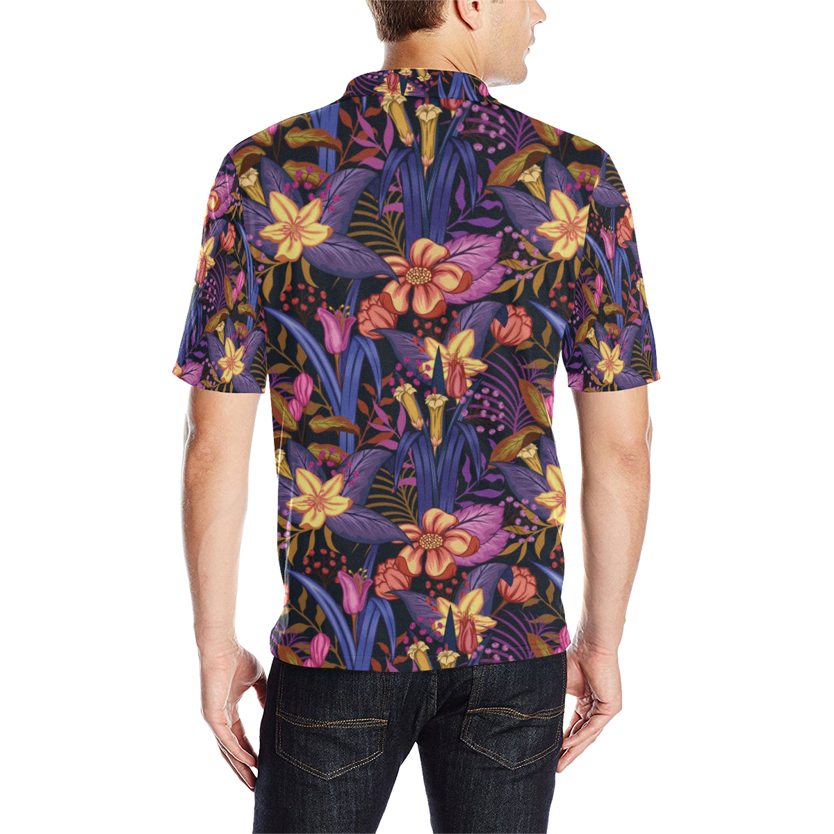 Lily Pattern Print Design LY016 Men Polo Shirt