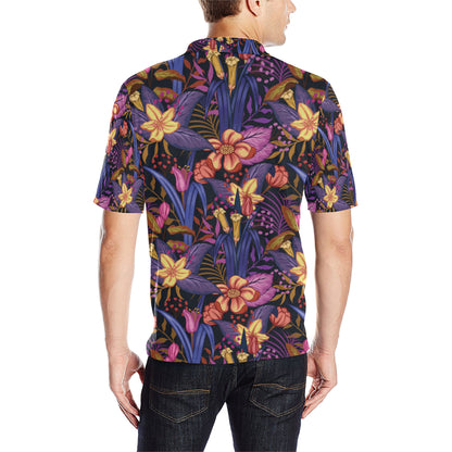 Lily Pattern Print Design LY016 Men Polo Shirt