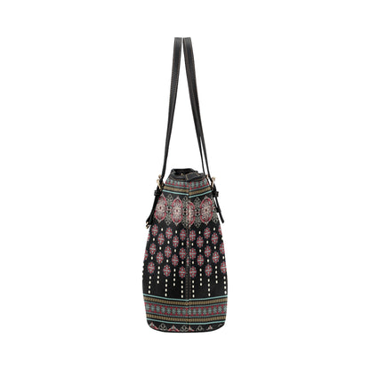Ethnic Dot Style Print Pattern Leather Tote Bag