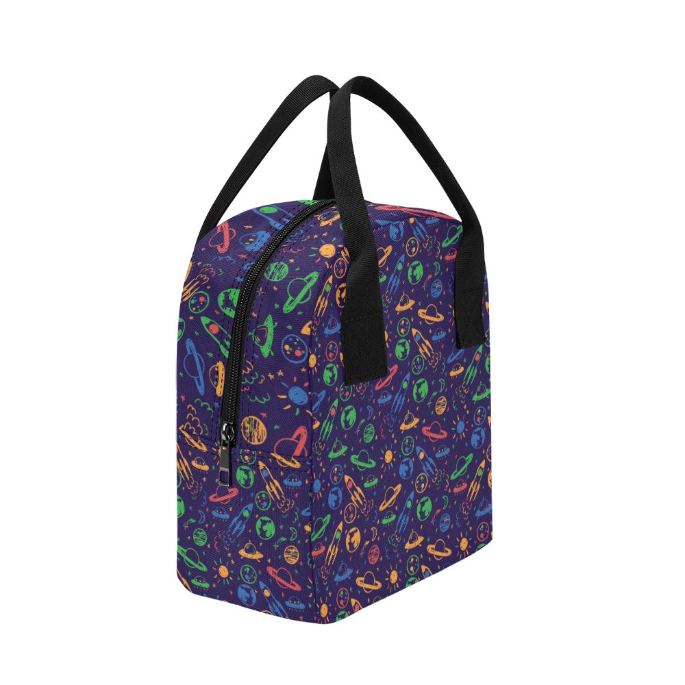 UFO Space Rocket Print Design LKS302 Insulated Lunch Bag