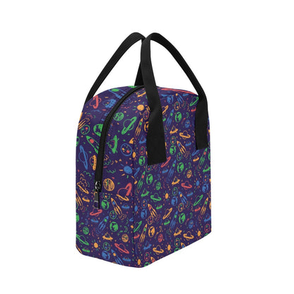 UFO Space Rocket Print Design LKS302 Insulated Lunch Bag