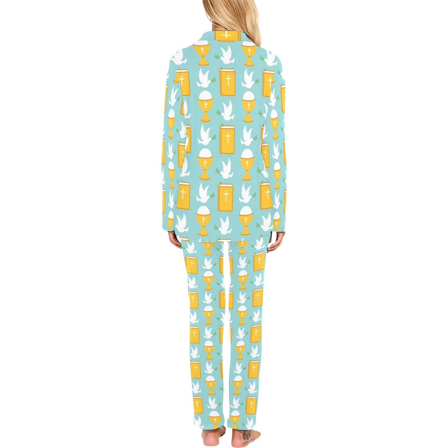 Christian Pattern Print Design 02 Women's Long Pajama Set