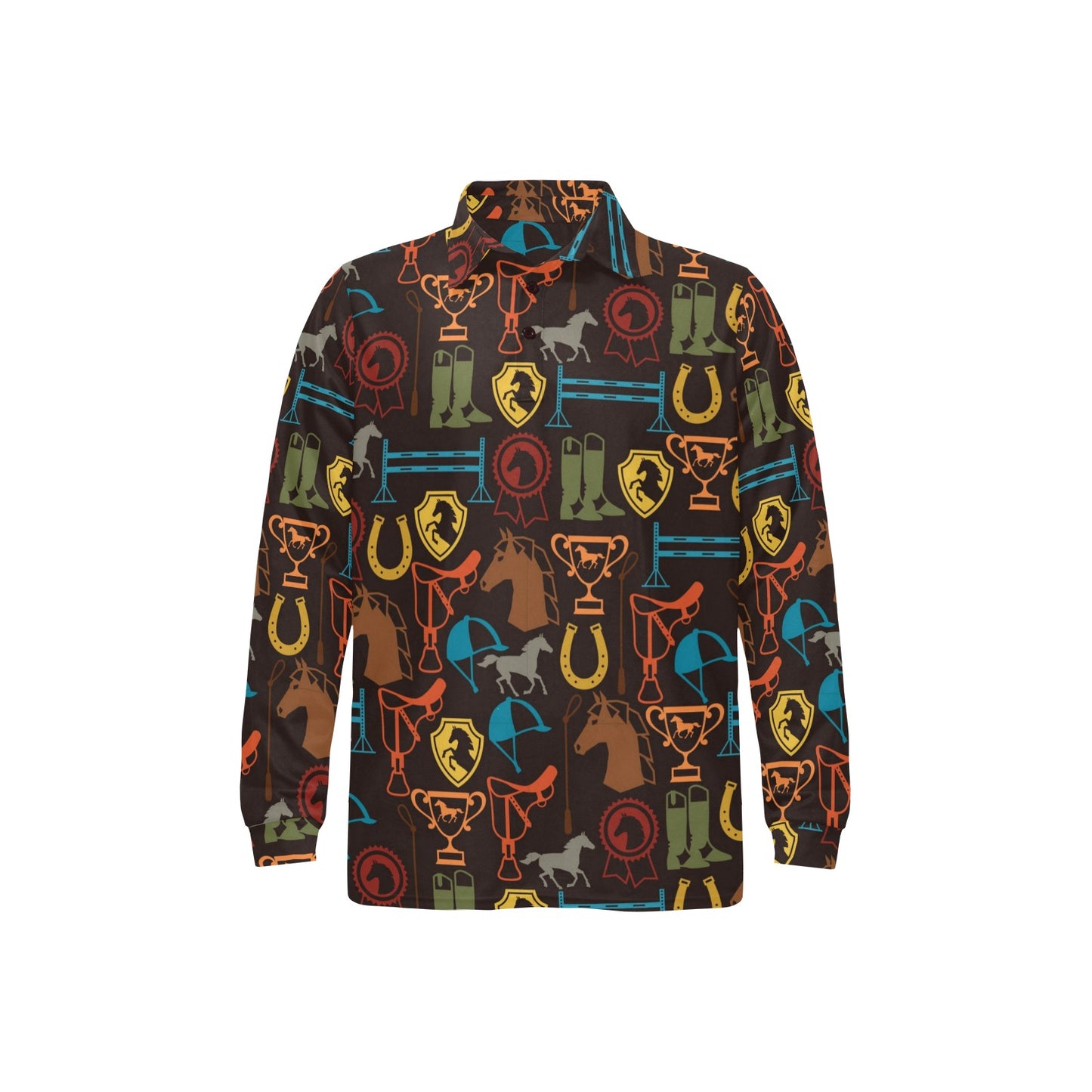 Equestrian Equipment Horse Colorful Long Sleeve Polo Shirt For Men's