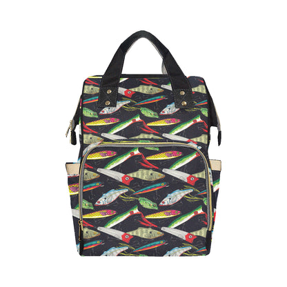 Fishing Bait Print Diaper Bag Backpack
