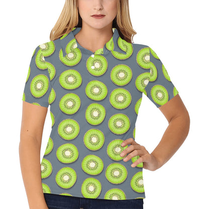 Kiwi Pattern Print Design KW06 Women's Polo Shirt