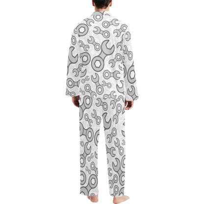 Mechanic Pattern Print Design 05 Men's Long Pajama Set
