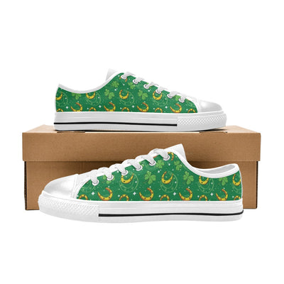 Shamrock With Horse Shoes Print Design LKS305 Women's White Low Top Shoes