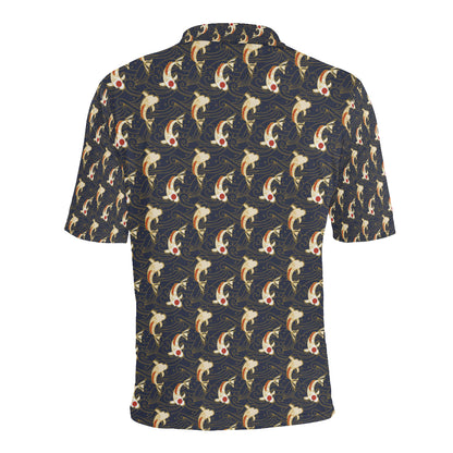 Koi Carp Japanese Design Themed Print Men Polo Shirt