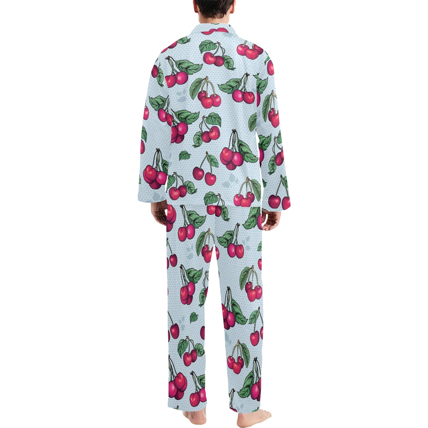 Cherry Pattern Print Design CH01 Men's Long Pajama Set