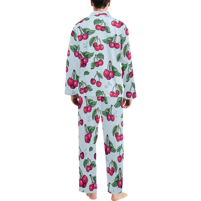 Cherry Pattern Print Design CH01 Men's Long Pajama Set
