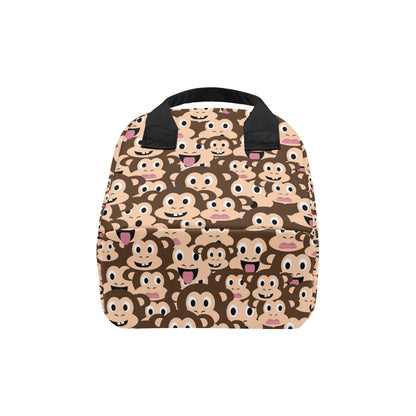Emoji Monkey Print Pattern Insulated Lunch Bag