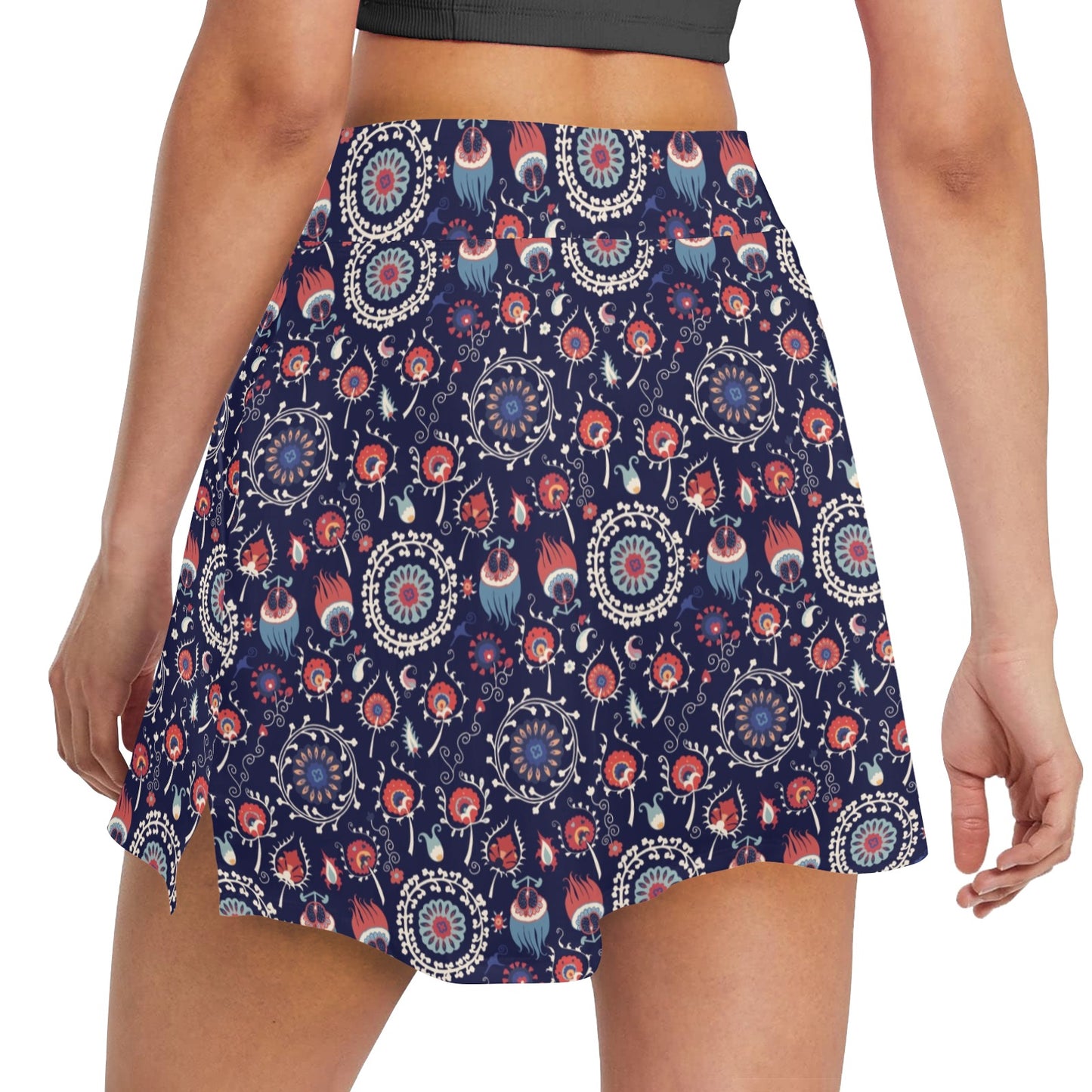 Suzani Print Design LKS305 17" Golf & Pickleball Skort with Pockets