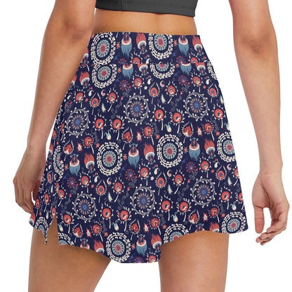 Suzani Print Design LKS305 17" Golf & Pickleball Skort with Pockets