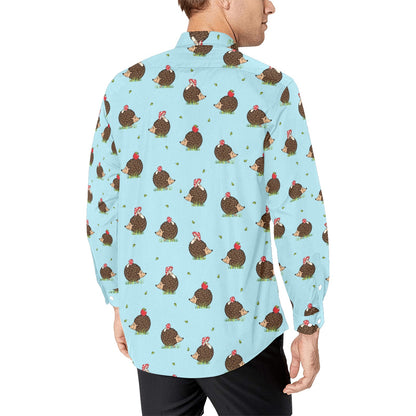 Hedgehog Print Design LKS402 Men's Long Sleeve Dress Shirt