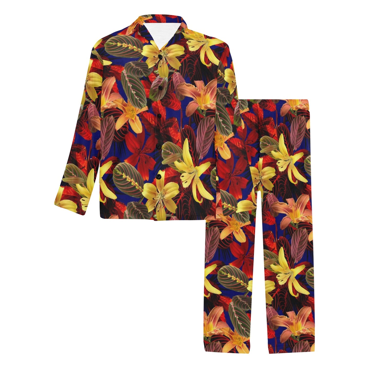 Lily Pattern Print Design LY014 Men's Long Pajama Set
