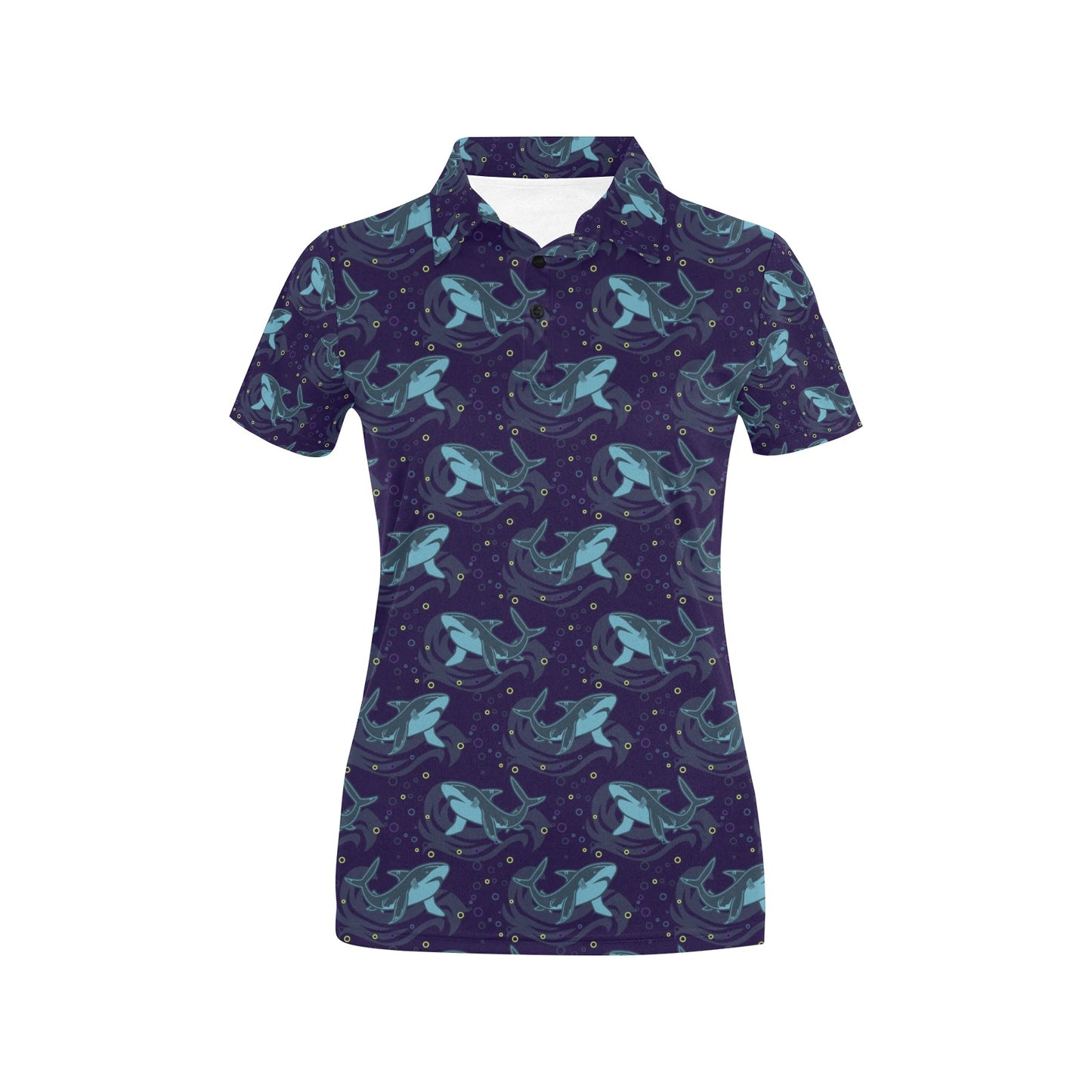 Shark Themed Print Women's Polo Shirt