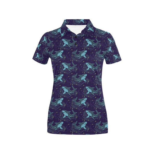 Shark Themed Print Women's Polo Shirt