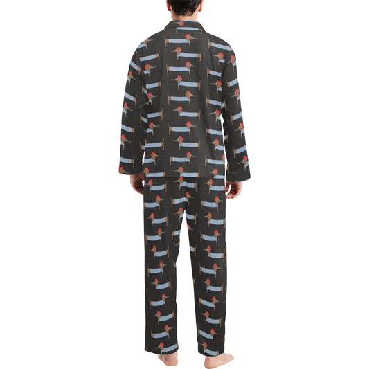 Dachshund Pattern Print Design 04 Men's Long Pajama Set