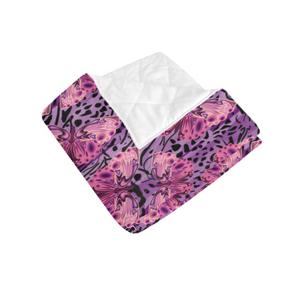 Purple Butterfly Leopard Premium Quilt