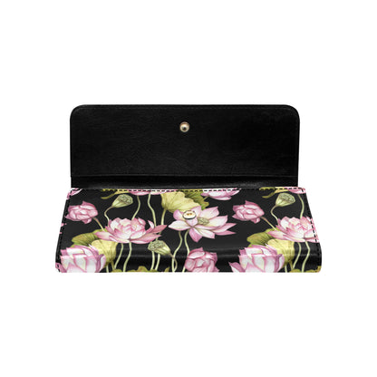 Water Lily Pattern Print Design WL06 Women's Trifold Wallet