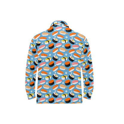 Sushi Print Design LKS304 Long Sleeve Polo Shirt For Men's