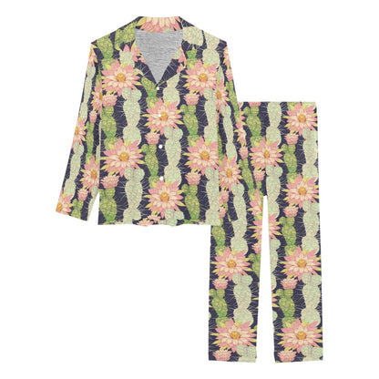 Cactus Pattern Print Design 01 Women's Long Pajama Set