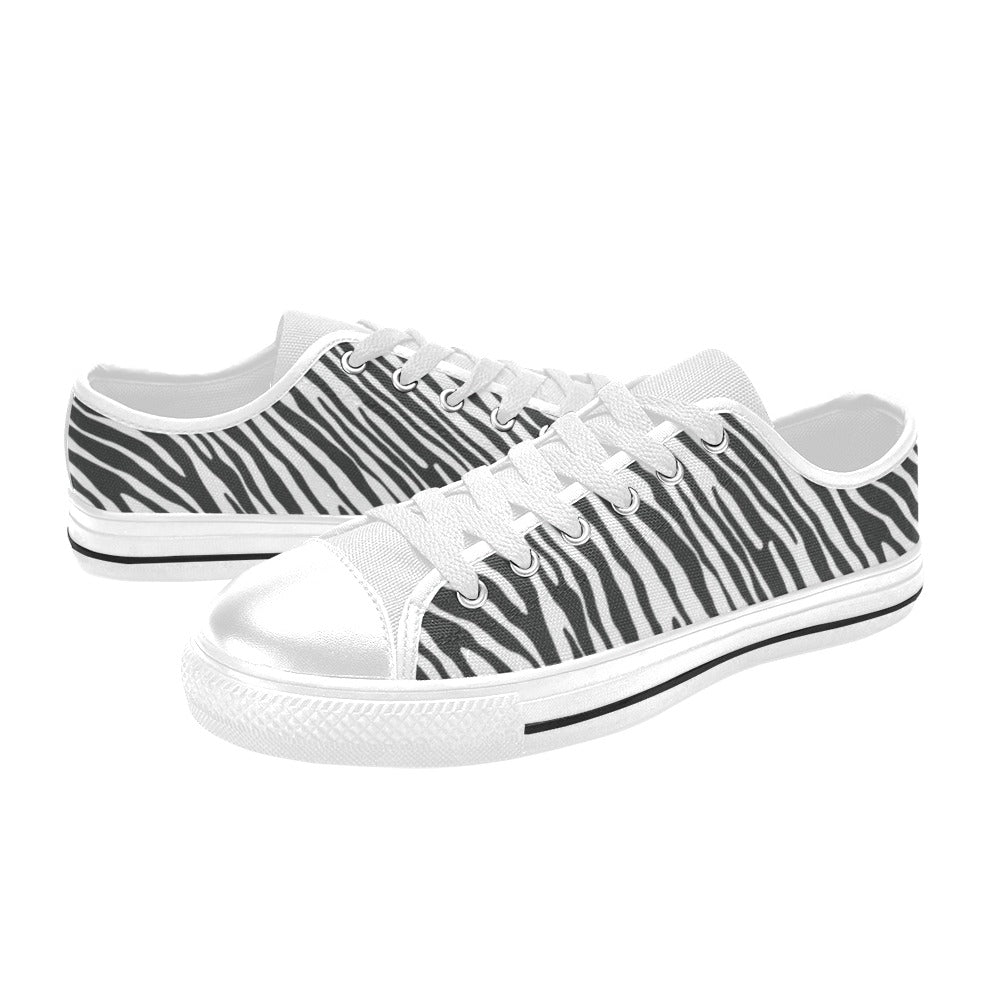 Zebra Classic Print Design LKS302 Women's White Low Top Shoes