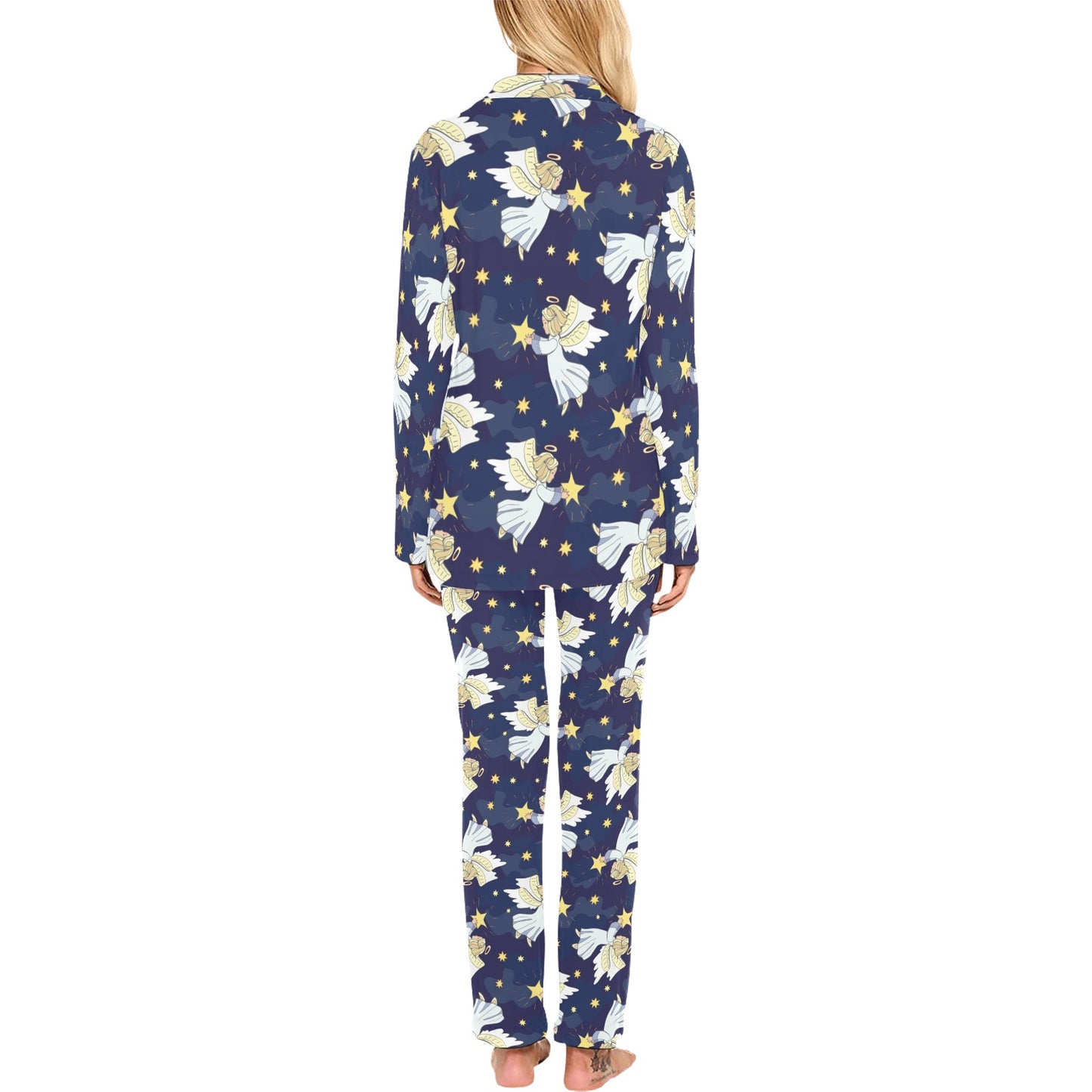 Angel Pattern Print Design 06 Women's Long Pajama Set