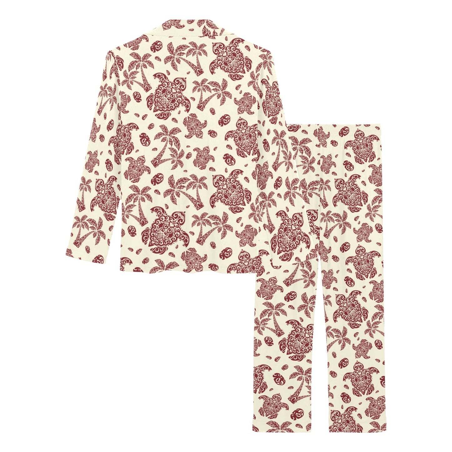 Polynesian Tattoo Turtle Themed Women's Long Pajama Set
