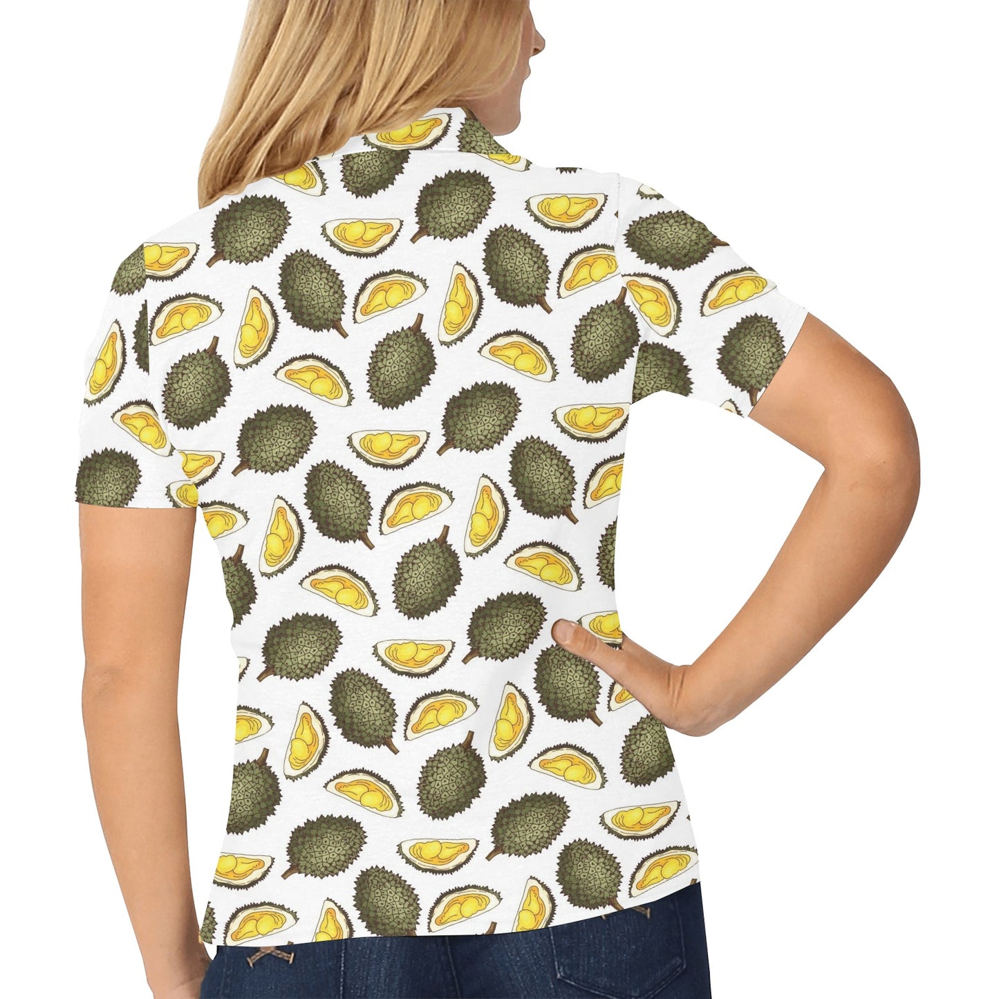 Durian Pattern Print Design DR03 Women's Polo Shirt