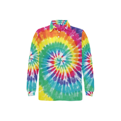 Tie Dye Long Sleeve Polo Shirt For Men's