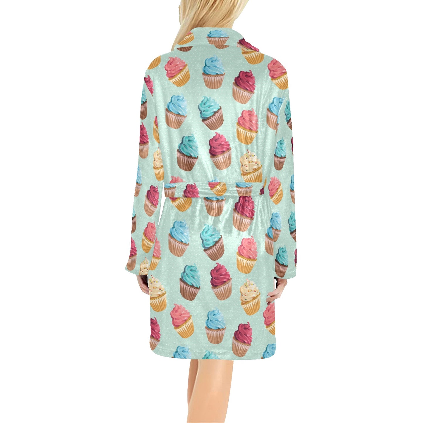 Cupcake Pattern Print Design 01 Women's Fleece Robe
