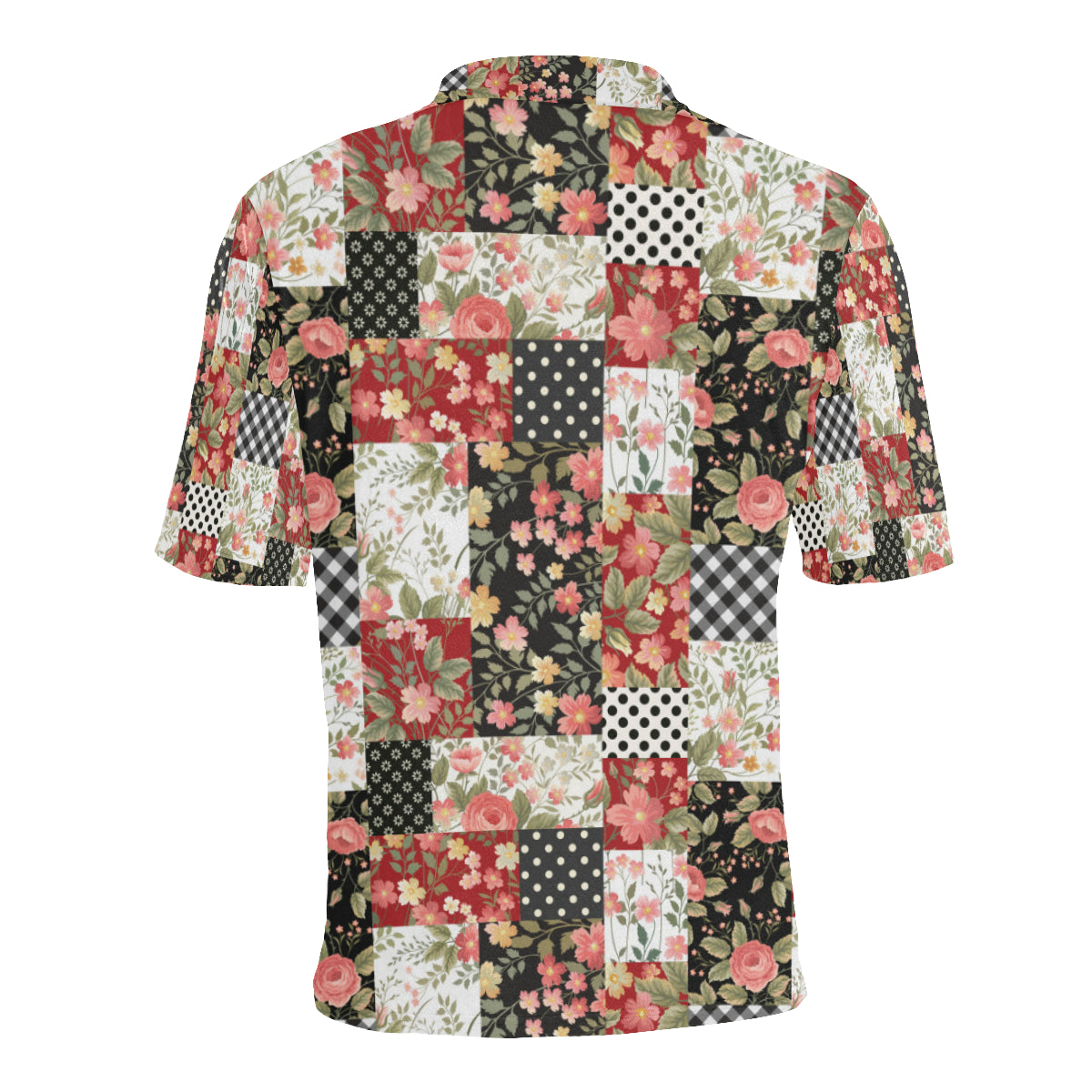 Patchwork Flower Pattern Print Design 03 Men Polo Shirt