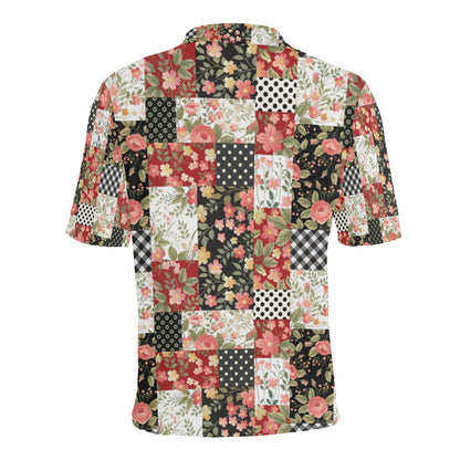 Patchwork Flower Pattern Print Design 03 Men Polo Shirt