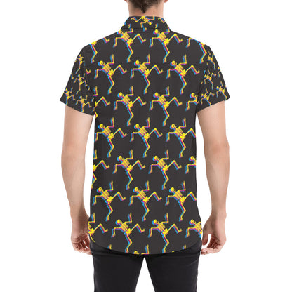 Skeleton Skeleton 3D Print Design LKS301 Men Short Sleeve Button Up Shirt