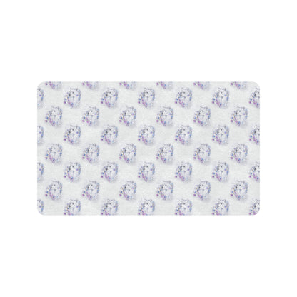 Wolf with Flower Print Design Rubber Doormat