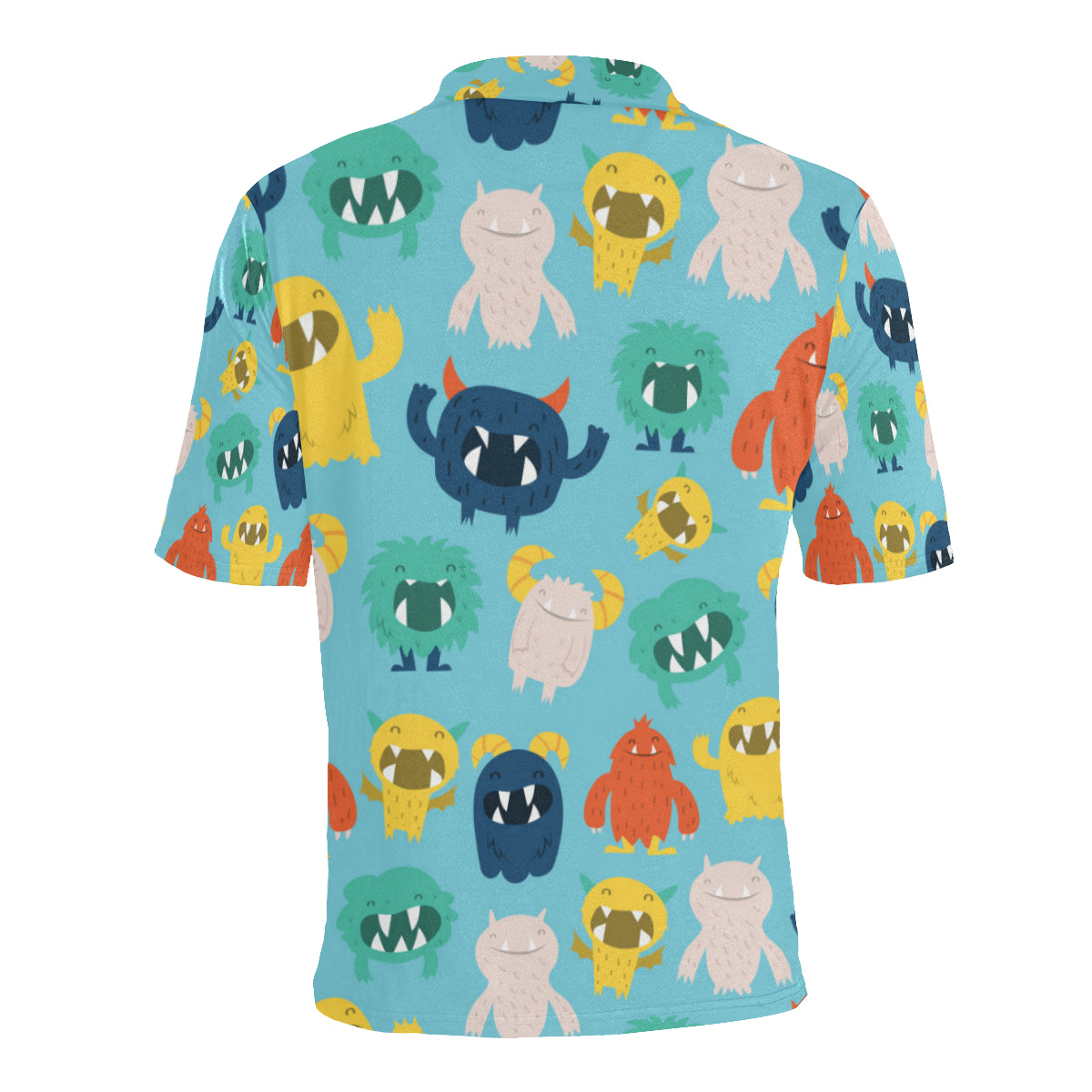 Monster Cartoon Pattern Print Design 03 Men Polo Shirt