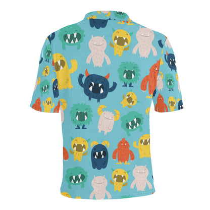 Monster Cartoon Pattern Print Design 03 Men Polo Shirt