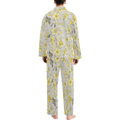 Daffodils Pattern Print Design DF05 Men's Long Pajama Set