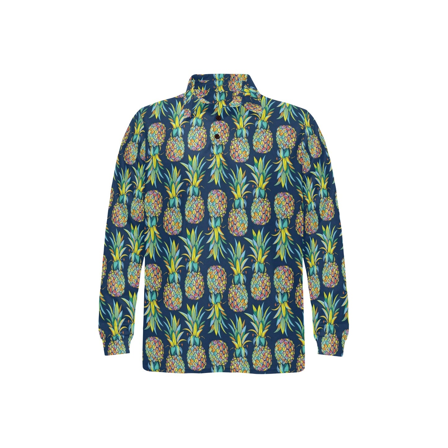 Pineapple Color Art Long Sleeve Polo Shirt For Men's