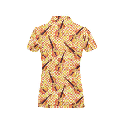 Violin Pattern Print Design 03 Women's Polo Shirt