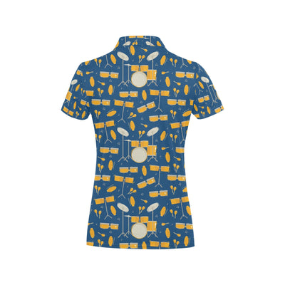 Drum Set Pattern Print Design 03 Women's Polo Shirt