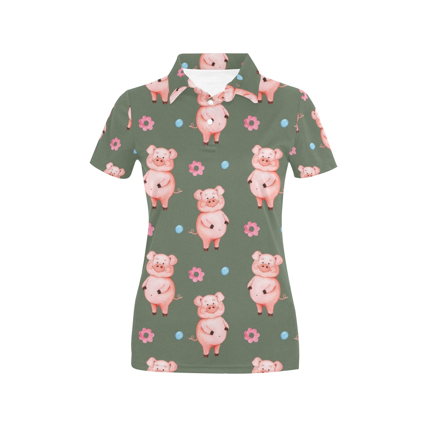 Pig Pattern Print Design 03 Women's Polo Shirt