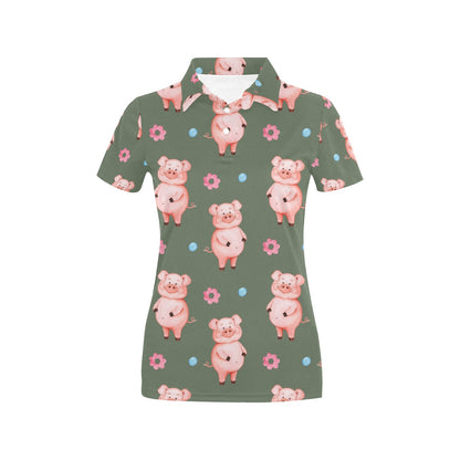 Pig Pattern Print Design 03 Women's Polo Shirt