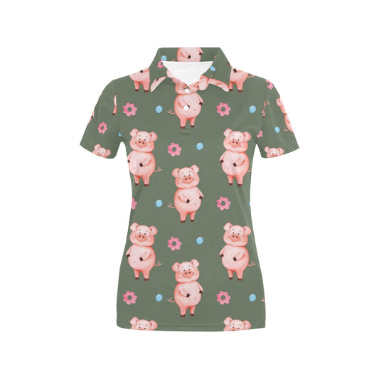 Pig Pattern Print Design 03 Women's Polo Shirt