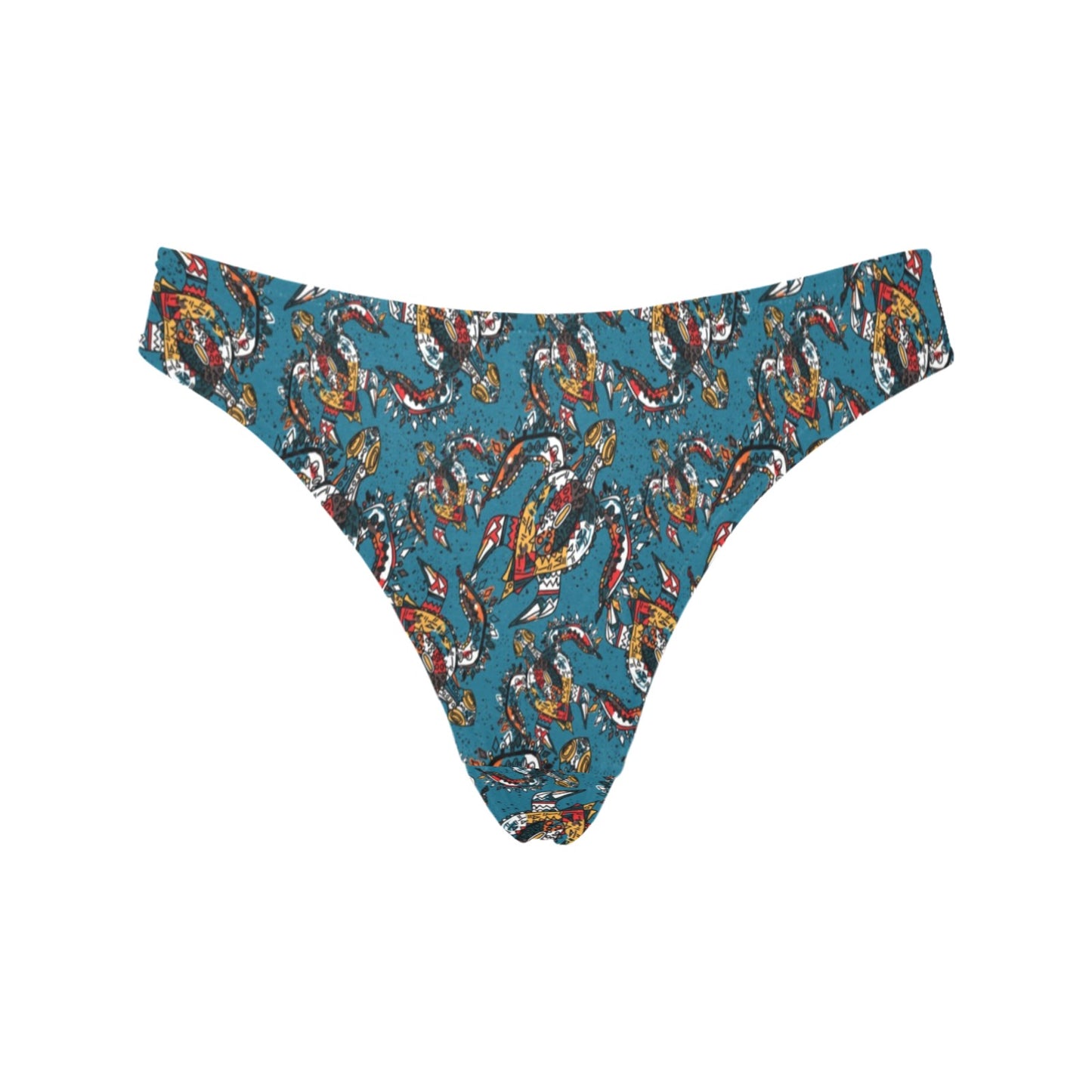 Sea Turtle Tribal Colorful Hand Drawn Women's Thongs