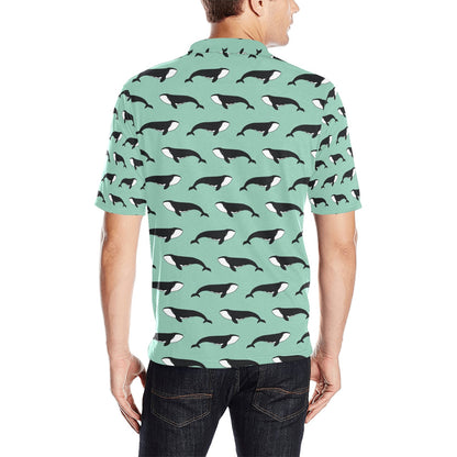 Whale Print Design LKS307 Men Polo Shirt