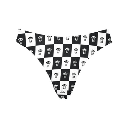 Checkered Flag Crown Pattern Women's Thongs